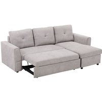 Linen-look L-shaped Sofa Bed With Storage, Sleeper, Flat Studio Grey