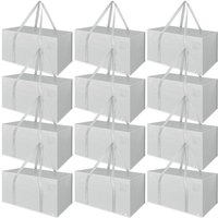 Vinsani 12 Pack Grey Moving Bags - Durable, Spacious, Easy Carry