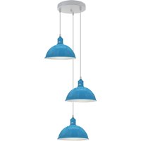 Ledsone Deep Blue Vintage Industrial Round 3 Outlet Pendant Light - 21cm Diameter