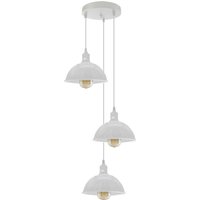 Ledsone White Vintage Industrial Round Three Outlet Pendant Light - 21cm Diameter With Bulb