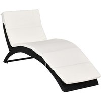 Rattan Sun Lounger Garden Folding Recliner Chair With Cushion - All-weather Outdoor Lounging