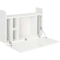 Wall Mounted Fold Down Table With Storage - Drop Leaf Floating Desk For Home Office