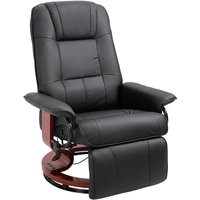Pu Leather Recliner Armchair With Footrest - Black