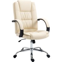 Premium Pu Leather Ergonomic High Back Office Chair - Beige, Height Adjustable