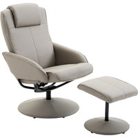 Swivel Leather Recliner Armchair With Footrest - 360° Rotation, Adjustable Recline