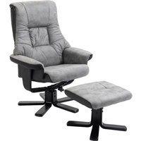 Grey Faux Leather Manual Recliner Armchair With 360 Swivel & Integrated Footrest