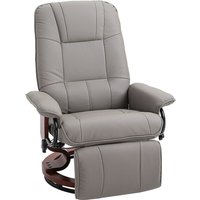 Ergonomic Recliner Armchair With Integrated Footrest, Pu Leather, Grey