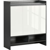 Shoe Cupboard With Open Compartment & Adjustable Shelves - Hallway Storage