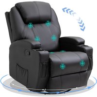 Faux Leather Electric Recliner Sofa Chair With 8-point Vibration Massage & Remote