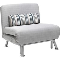 Folding Armchair Sofa Bed W/ Steel Frame & Pillow - Grey, Silver
