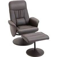 Reclining Armchair & Ottoman Set, 360 Swivel, Premium Pu Leather, Brown