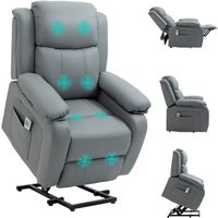 Homcom Electric Power Lift Recliner Chair With Massage Vibration, Grey