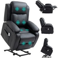 Homcom Electric Power Lift Recliner Chair With Massage Vibration & Side Pocket - Black