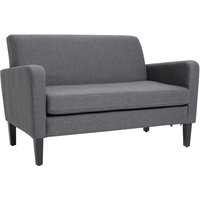Homcom Grey Linen 2-seater Loveseat Sofa - Curved Design, Thick Cushion, Wood Legs