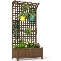 Outsunny Wooden Trellis Planter With Drain Holes - Raised Garden Bed For Climbing Plants