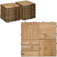 Outsunny Wood Interlocking Decking Tiles 30x30cm Outdoor Flooring - Brown (pack Of 27)