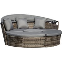 Outsunny 5 Piece Rattan Outdoor Sofa Set With Cushions & Canopy - Grey