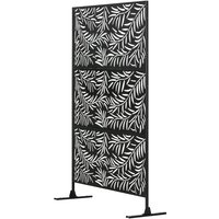 Outsunny Steel Leaf Pattern Outdoor Privacy Screen Panel With Stand & Stakes - 6.5ft