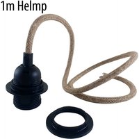 Ledsone Vintage Hemp Pendant Light Kit E27 Lampholder With 95cm Cable & Stone Effect Rose - Rustic Finish