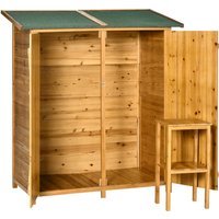 Outsunny Garden Storage Shed Tool Organizer With Table, Weather-resistant, Lockable Door, 140cm X 75cm X 157cm