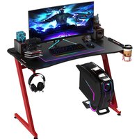 Homcom Z-frame Steel Gaming Desk With Cup Holder & Headphone Hook - Black