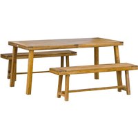 Outsunny Acacia Wood 3-piece Garden Dining Set For 4 - Table & Loveseats