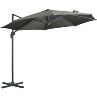Outsunny Grey Cantilever Parasol Garden Umbrella 3 X 3m With Crank Handle & Cross Base