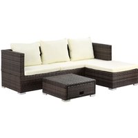 Outsunny Mixed Grey Rattan Garden Sofa Set With Storage Coffee Table - 4 Seater