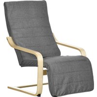 Homcom Birch Wood Armchair Recliner With 5-position Adjustable Leg Rest - Dark Grey