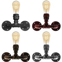 Metal Water Pipe Wall Light Holder E27 60w Dimmable Steampunk Retro Style