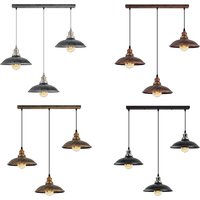 3-way Pendant Light Metal Shade Industrial Vintage Style E27 3 X 95cm Adjustable Cables