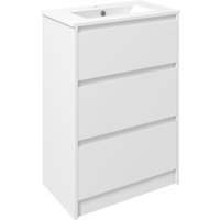 Kleankin Gloss White Particle Board 600mm Bathroom Vanity Unit With 1 Tap Hole Basin & Drawers
