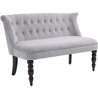 Homcom Velvet-feel French Inspired Two-seat Lounger Couch W/ Rubberwood Frame Vintage