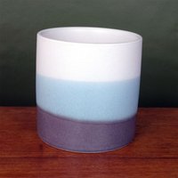 Leaf Blue Grey Stripe Ceramic Planter Pot