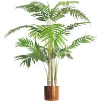 Leaf 120cm Realistic Artificial Areca Palm With Copper Metal Planter