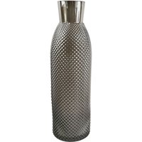 Leaf 50cm Tall Glass Vase - Smoke Grey Diamond Texture