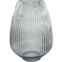 Leaf 30cm Smoke Grey Ridged Glass Vase - Modern Elegance