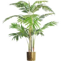 Leaf 120cm (4ft) Artificial Areca Palm With Gold Metal Planter