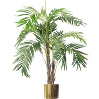 Leaf 120cm Realistic Artificial Palm Tree - Gold Metal Planter