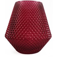 Leaf 23cm Diamond Embossed Pink Glass Vase