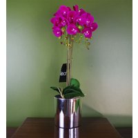 Leaf 52cm Artificial Orchid Plant - Dark Pink