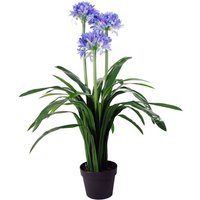 Leaf 90cm Artificial Agapanthus Plant - Blue Flowers, Lifelike, Outdoor/indoor, With Pot