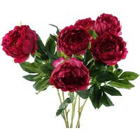 Leaf 80cm Artificial Dark Pink Peony Stem - Pack Of 6
