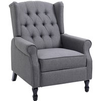 Homcom Linen Recliner Armchair W/ Footrest - Light Grey, 150° Recline