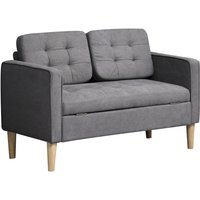 Homcom Cotton Loveseat Sofa With Hidden Storage - Grey