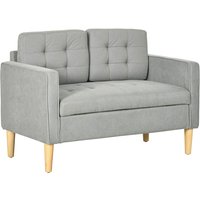 Homcom 2-seater Sofa With Hidden Storage - Cotton Upholstery, Button Tufted - Grey