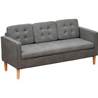 Homcom Three-seater Sofa Button-tufted Fabric Couch With Hidden Storage, Rubberwood Legs