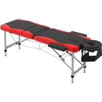 Homcom Aluminium Portable Massage Table Beauty Therapy Couch Bed - Adjustable Height, Multi-position Headrest, Red