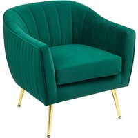 Homcom Velvet-feel Armchair - Emerald Green Tub Sofa With Metal Legs