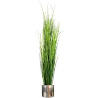 Leaf 130cm Artificial Onion Grass Plant - Silver Metal Planter